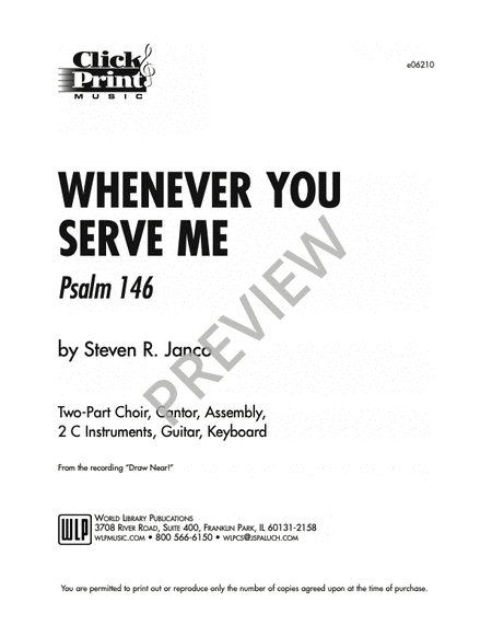 Whenever You Serve Me (Ps 146)