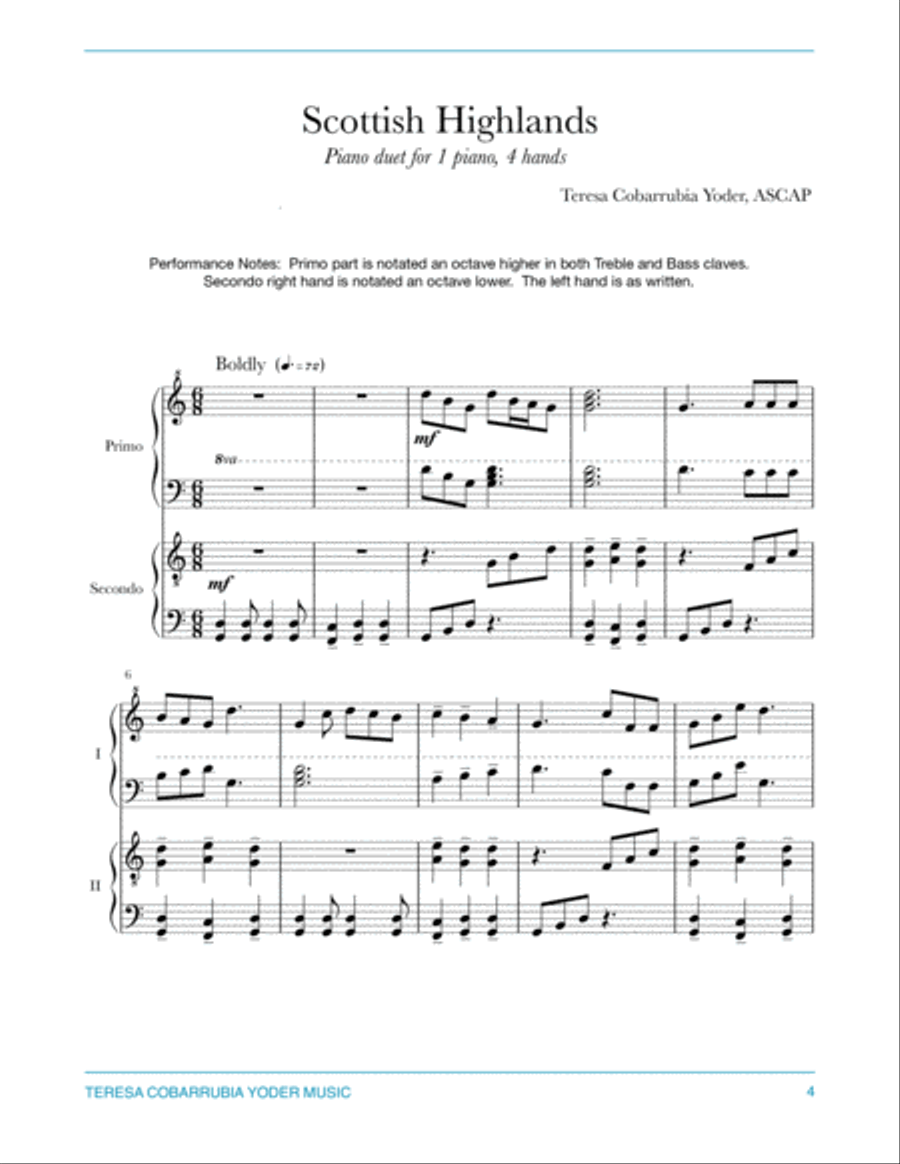 Scottish Highlands - Easy Piano Duet Easy Piano scores gallery preview page 4