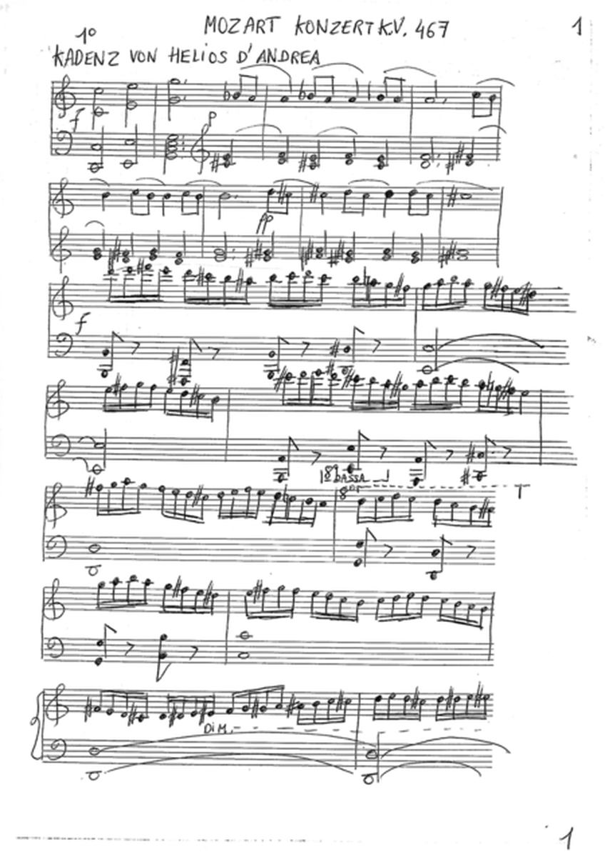 Cadences for the Mozart KV 467 piano concert