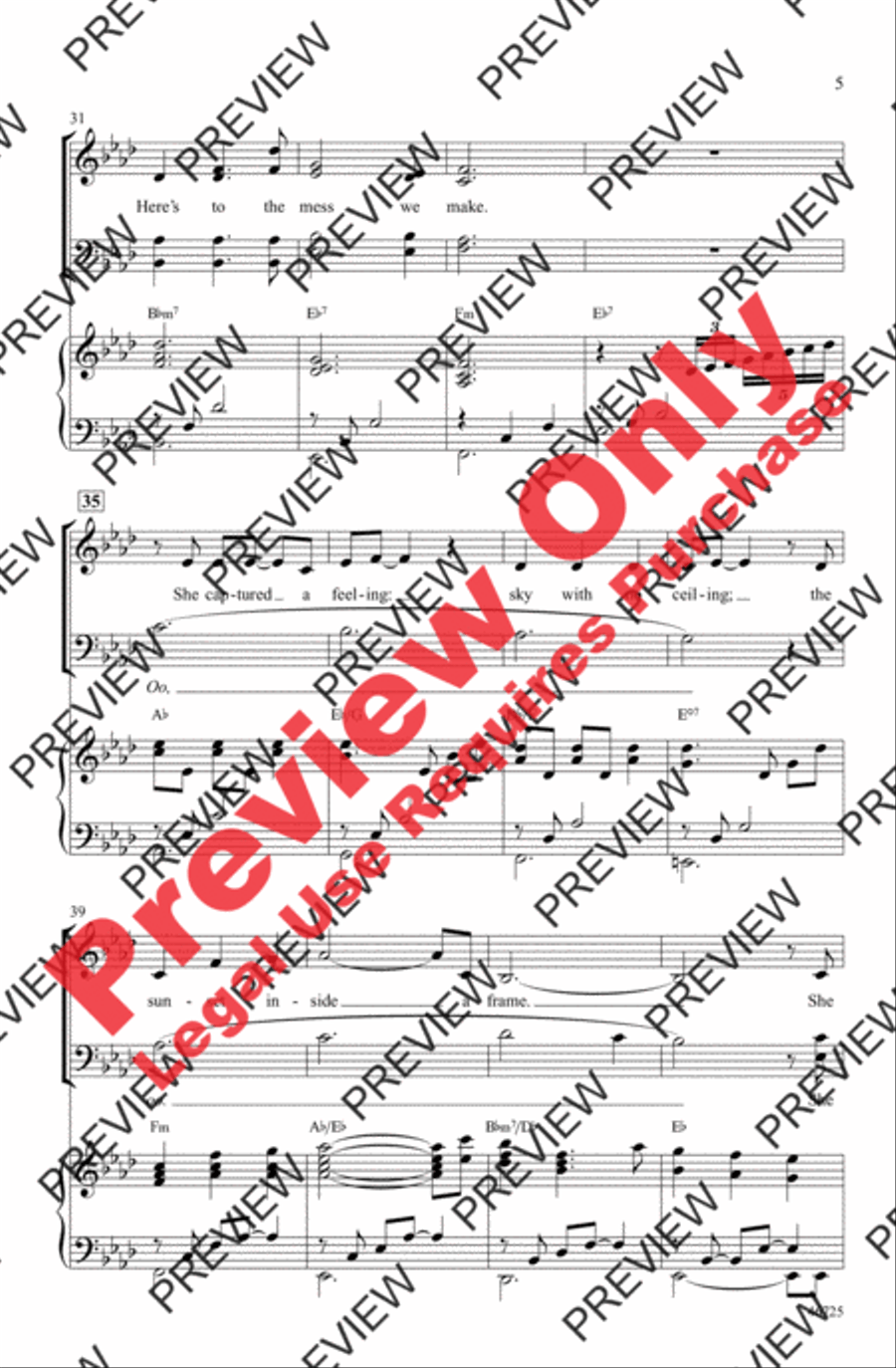 Audition (The Fools Who Dream) 4-Part scores gallery preview page 5