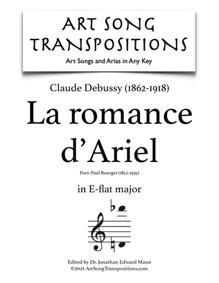 Book cover for DEBUSSY: La romance d'Ariel (transposed to E-flat major)