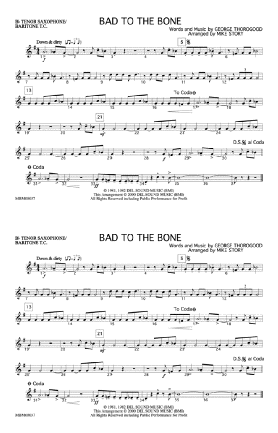 Bad to the Bone: Bb Tenor Saxophone/Bartione Treble Clef Marching Band scores gallery preview page 1