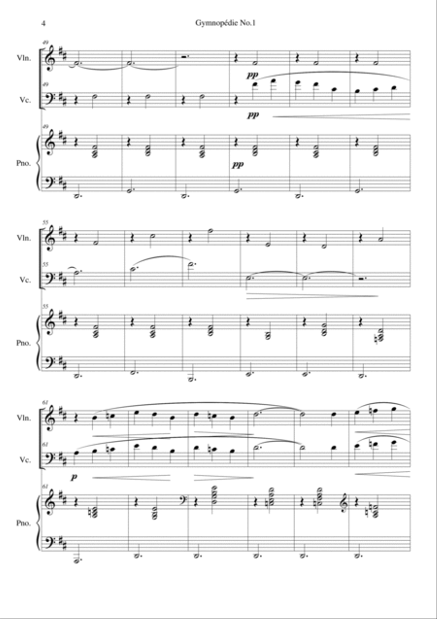 Gymnopedie No.1 Piano Trio scores gallery preview page 4