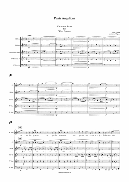 "Panis Angelicus" Wind Quintet (Optional With Choir) arr. Adrian Wagner image number null