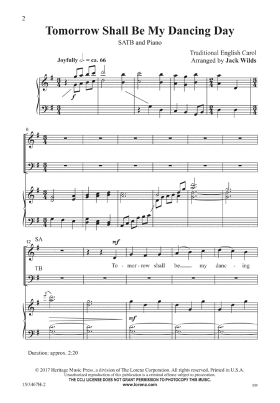 Tomorrow Shall Be My Dancing Day 4-Part scores gallery preview page 2