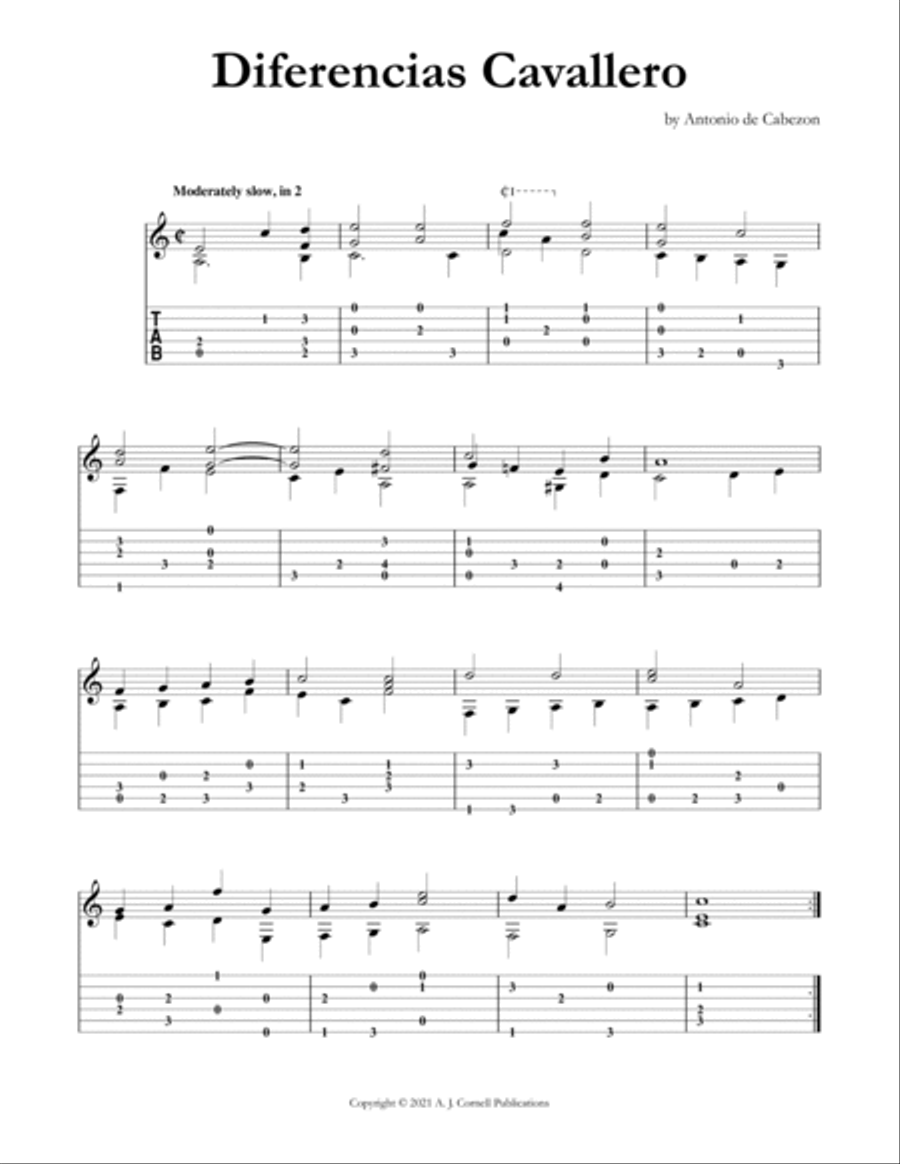 Diferecias Cavallero Classical Guitar scores gallery preview page 1