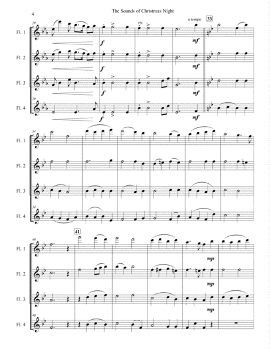 The Sounds of Christmas Night for Flute Quartet Flute Quartet scores gallery preview page 4