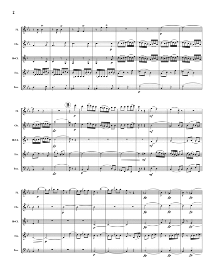 Quintet in Eb, No. 3, K. 407 (Mvt. 3) Woodwind Quintet scores gallery preview page 2
