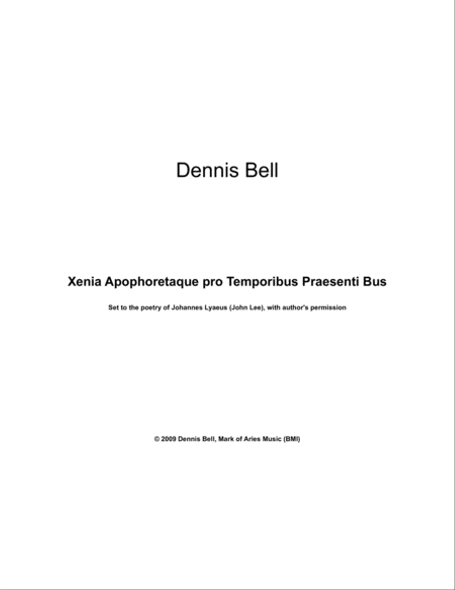 Xenia Apophoretaque pro Temporibus Praesenti Bus 4-Part scores gallery preview page 1