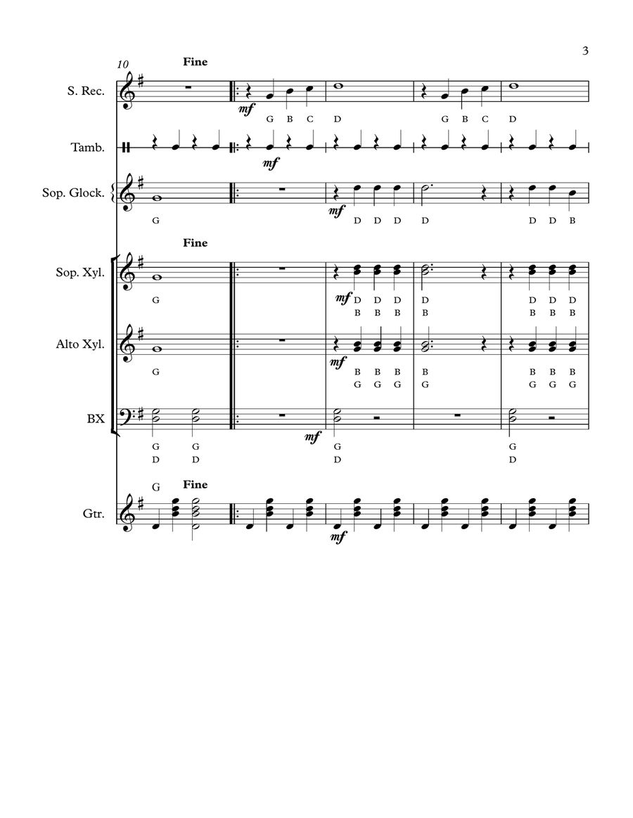 When The Saints Go Marching In (Easy Orff Ensemble) Small Ensemble scores gallery preview page 3