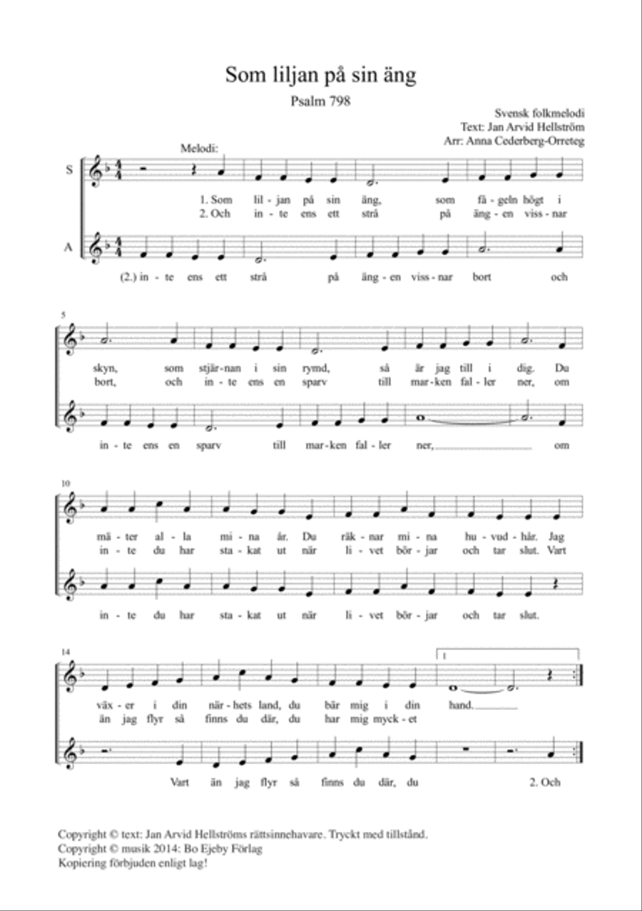 Som liljan på sin äng SSAA scores gallery preview page 2