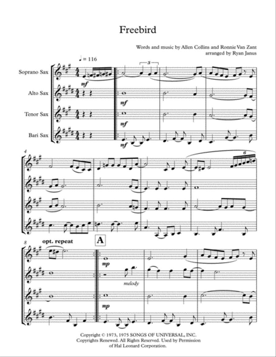 Free Bird Free Bird Small Ensemble scores gallery preview page 1