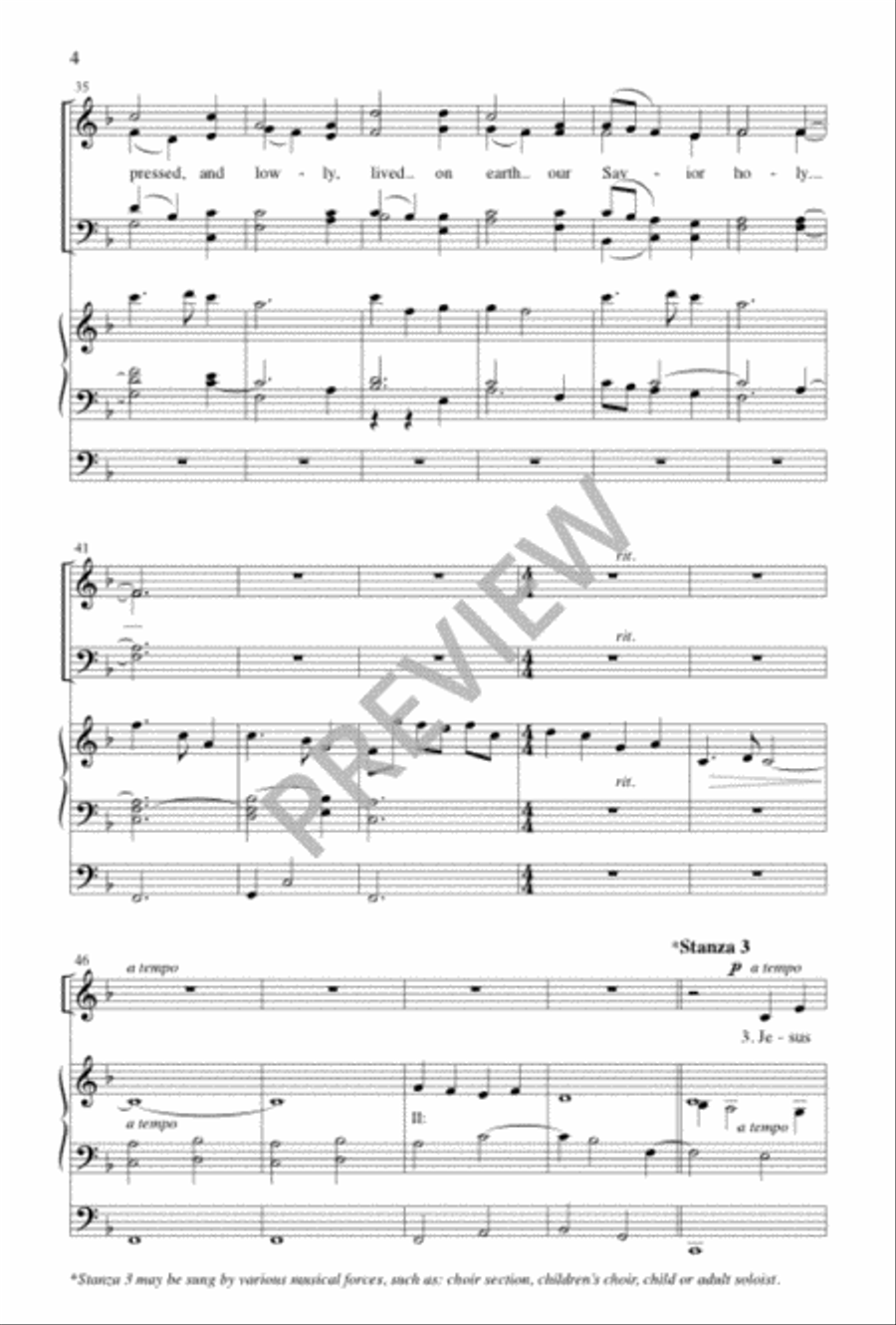 Once in Royal David's City 4-Part scores gallery preview page 4