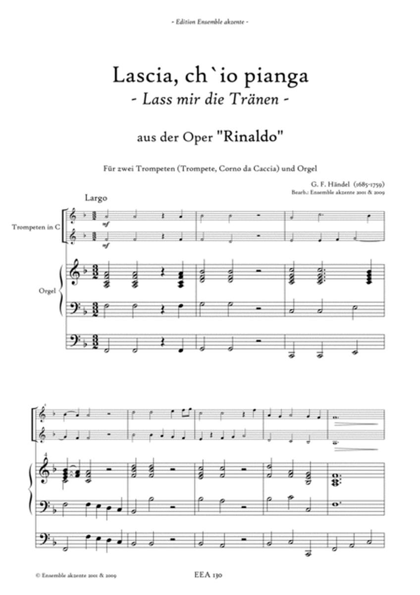 Lascia ch´io Pianga from "Rinaldo" - arrangement for two trumpets and organ image number null