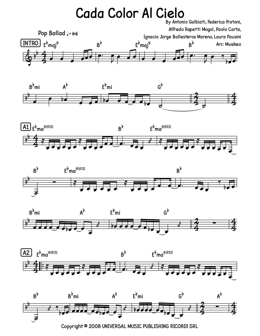 Cada Color Al Cielo Voice Solo scores gallery preview page 1