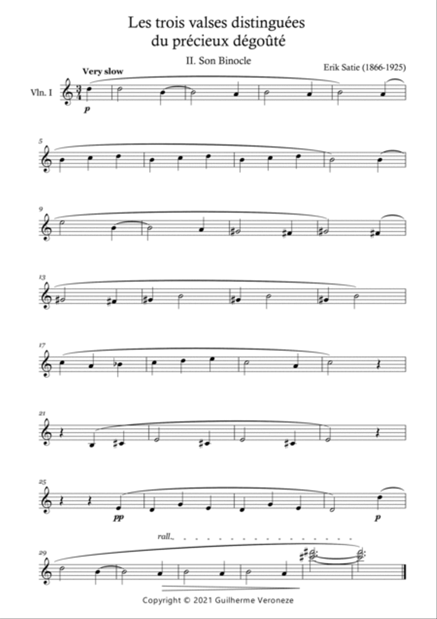 Les trois valses distinguées du précieux dégoûté. II. Son Binocle String Quartet scores gallery preview page 4