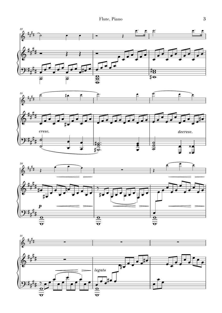 Moonlight Sonata for Flute and Piano Moonlight Sonata for Flute and Piano Flute Solo scores gallery preview page 3