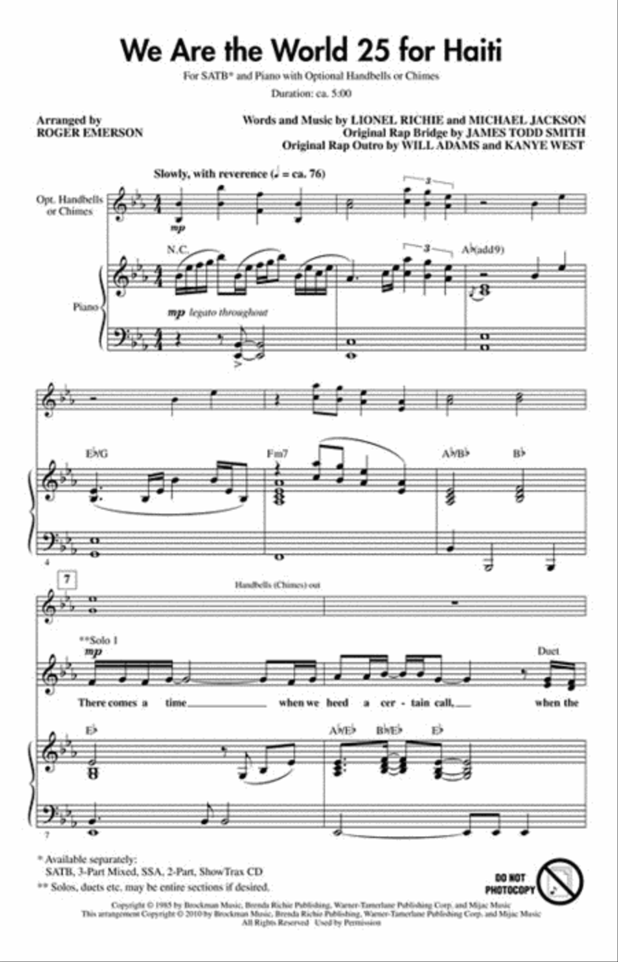 We Are the World 25 for Haiti Choir scores gallery preview page 2