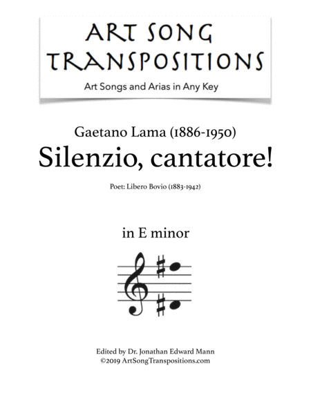 LAMA: Silenzio, cantatore! (transposed to E minor)
