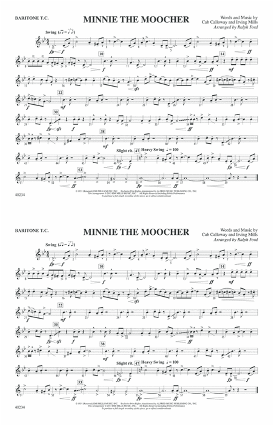 Minnie the Moocher: Baritone T.C. Marching Band scores gallery preview page 1