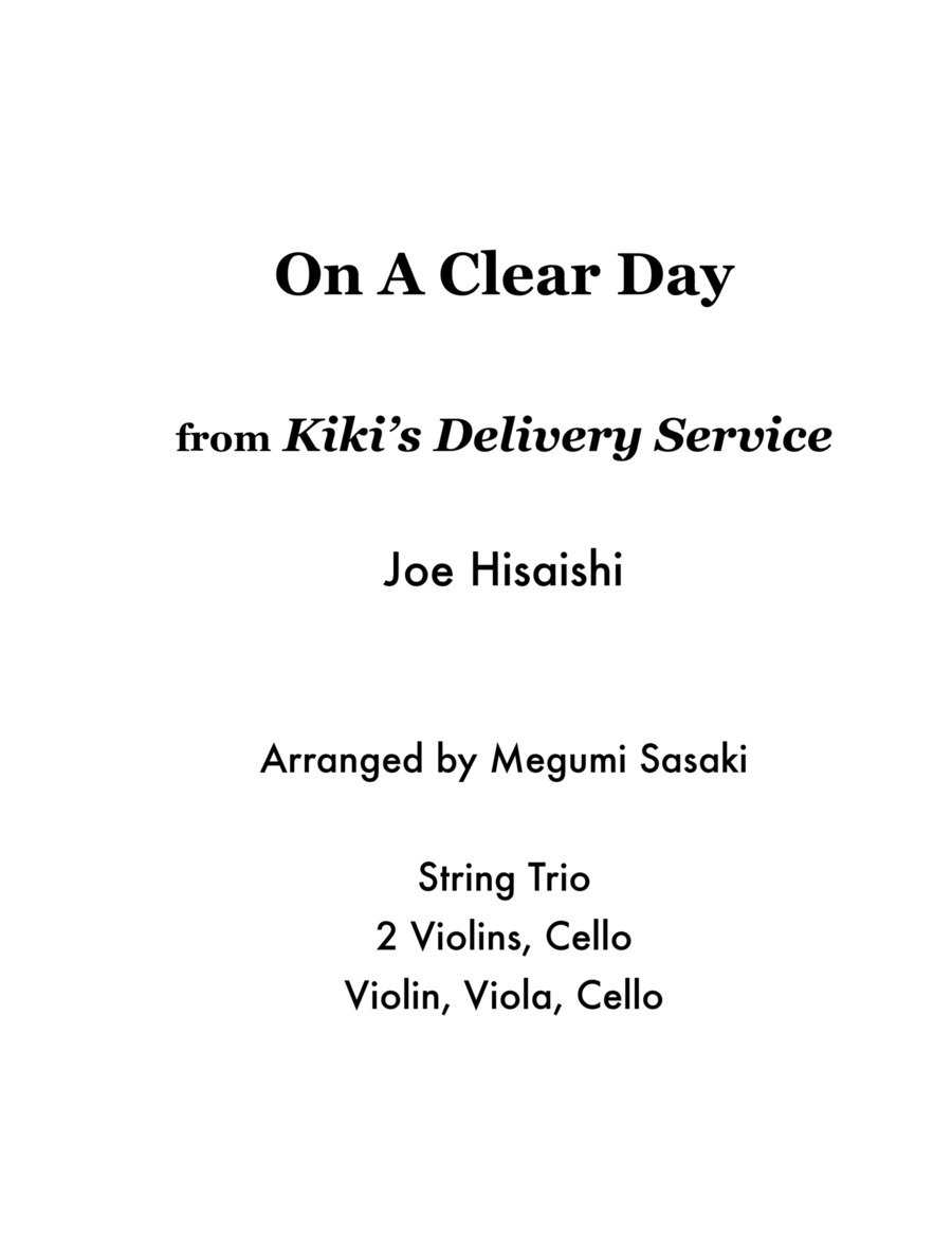 Kiki's Delivery Service (on A Clear Day) String Trio scores gallery preview page 1