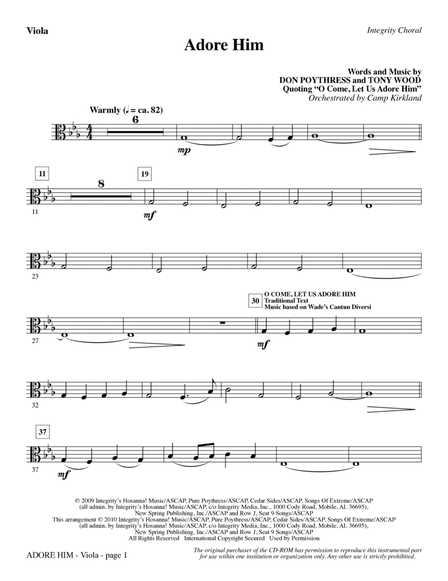 Adore Him - Viola Choir scores gallery preview page 1