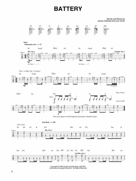 Best of Metallica for Ukulele by Metallica Electric Guitar - Sheet Music