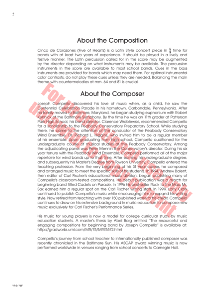 Cinco de Corazones Concert Band scores gallery preview page 3