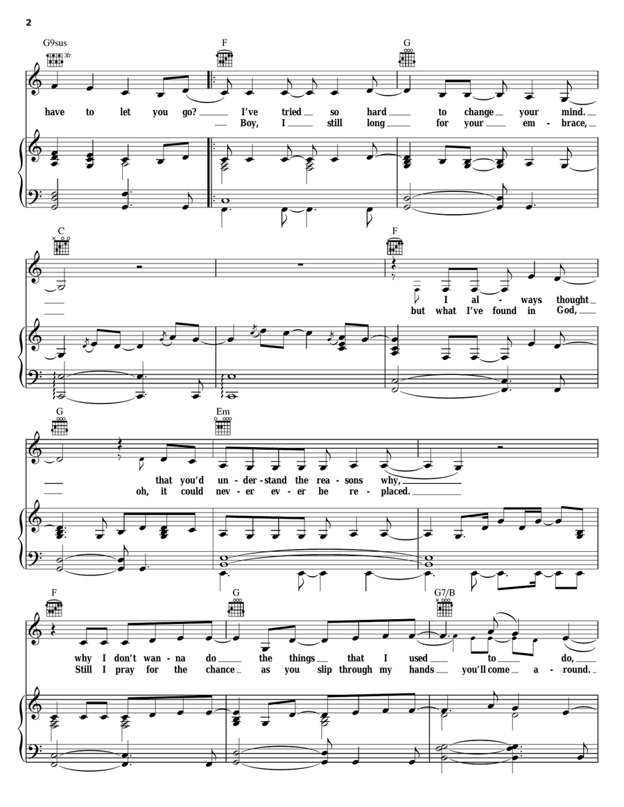 Give Me One Reason Give Me One Reason Piano, Vocal, Guitar scores gallery preview page 2