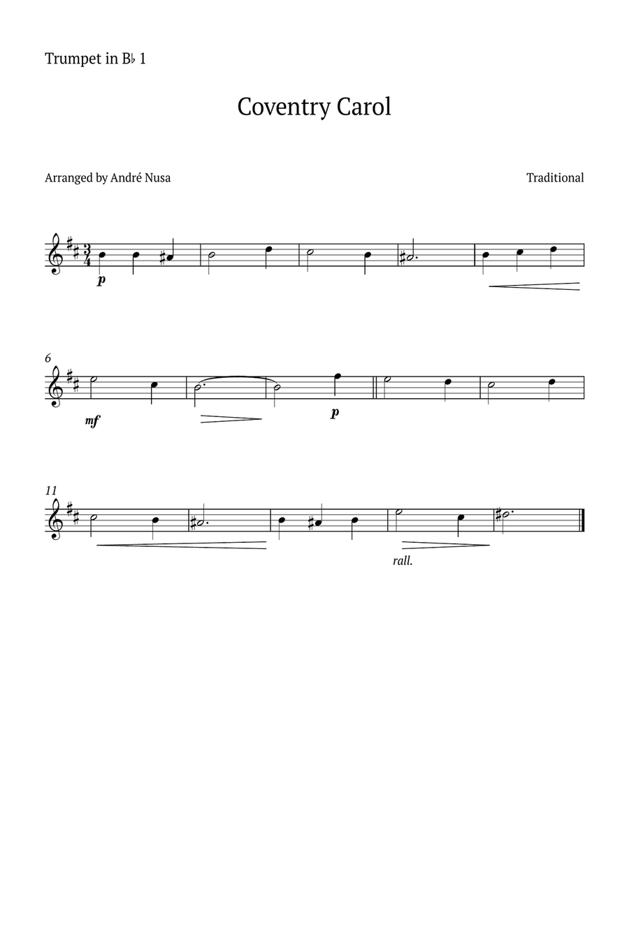Conventry Carol Trumpet Duet scores gallery preview page 2