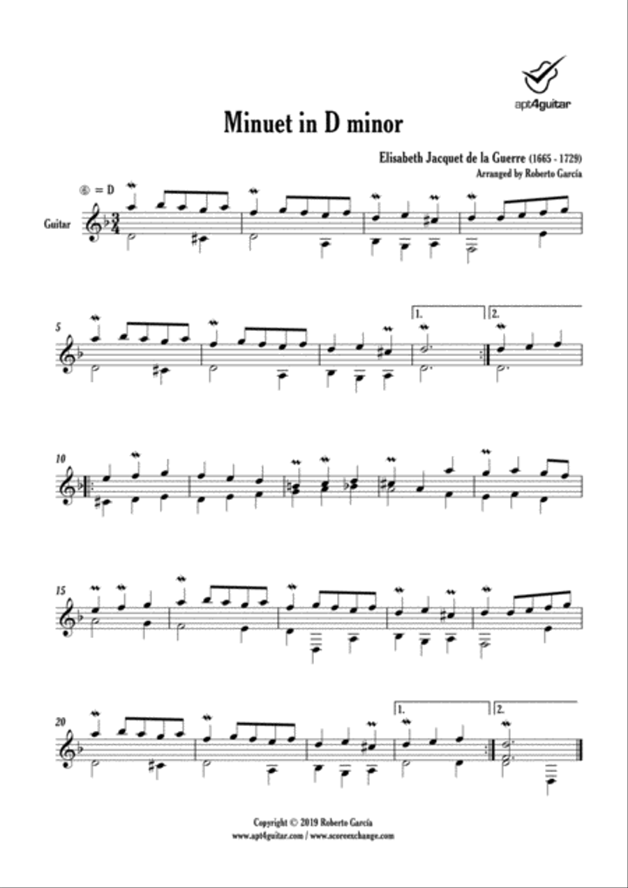 4 Minuets 4 Minuets Classical Guitar scores gallery preview page 3
