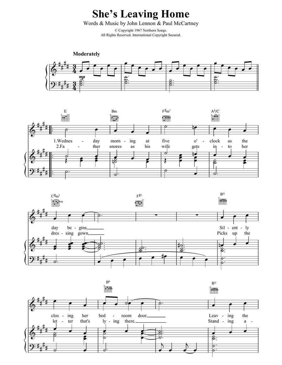She's Leaving Home She's Leaving Home Piano, Vocal, Guitar scores gallery preview page 1