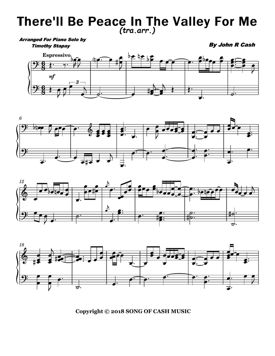 There'll Be Peace In The Valley For Me (tra.arr.) Piano Solo scores gallery preview page 1