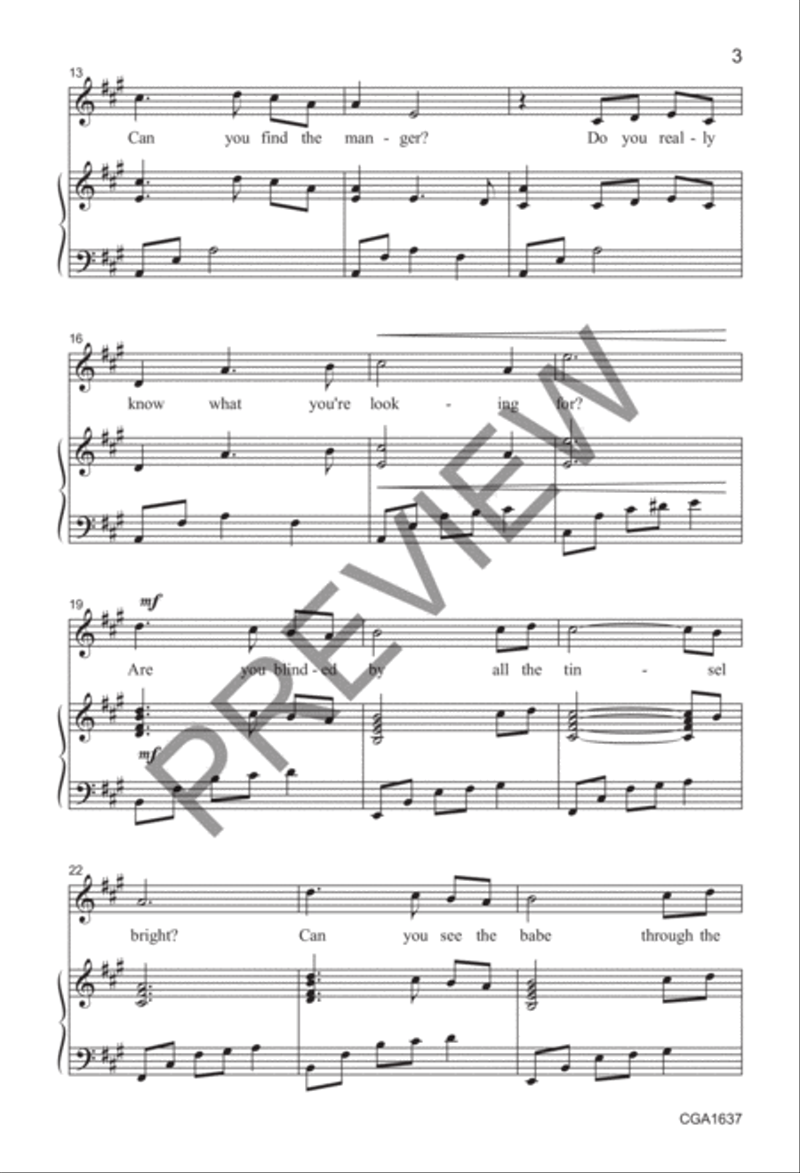 Love is in the Manger (SATB + Unison Combined Choirs) 4-Part scores gallery preview page 3