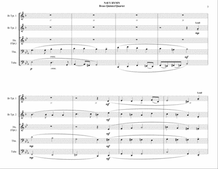 Navy Hymn (Eternal Father, Strong to Save) - Brass Quintet/Quartet Brass Quintet scores gallery preview page 3