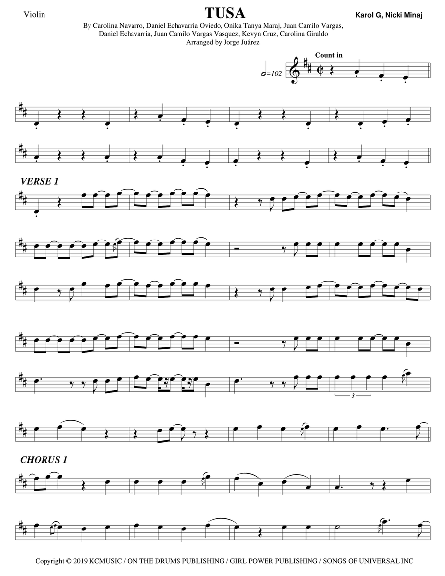 Tusa Violin Solo scores gallery preview page 1