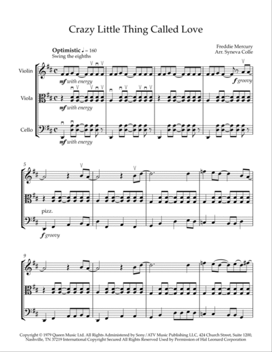 Crazy Little Thing Called Love Crazy Little Thing Called Love String Trio scores gallery preview page 2