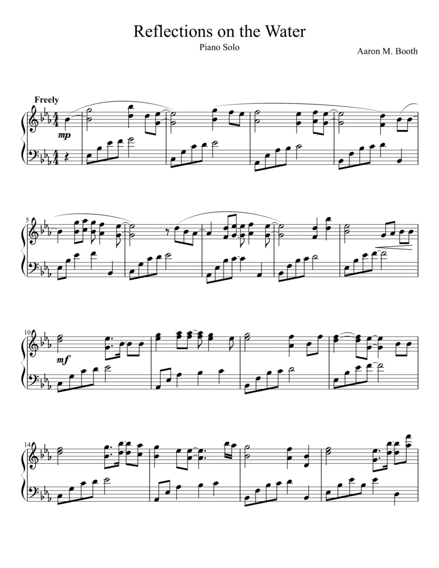 Reflections on the Water Piano Solo scores gallery preview page 1