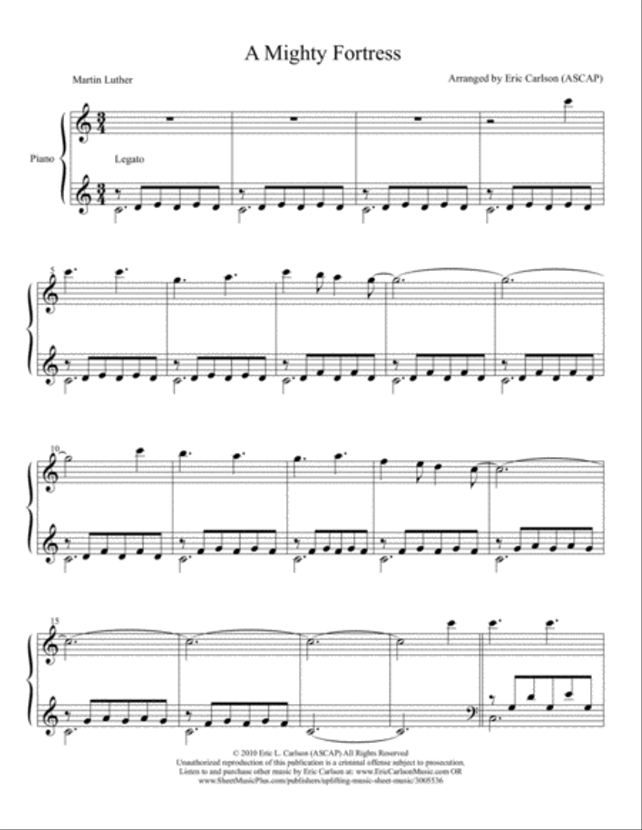 A Mighty Fortress - Piano Solo by Eric Carlson Piano Solo scores gallery preview page 1