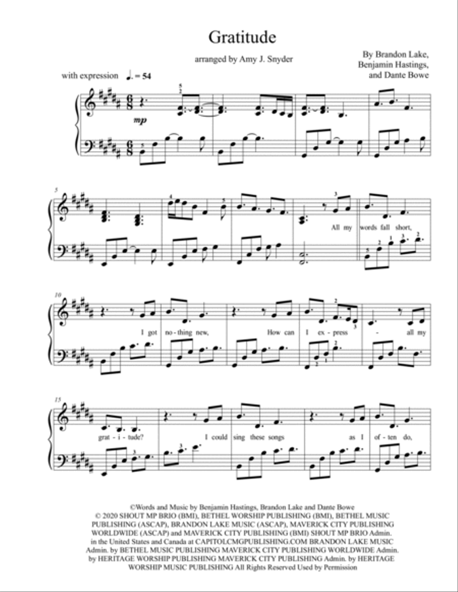 Gratitude Piano Solo scores gallery preview page 2