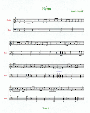 Original hymn for piano or violin duet with keyboard.