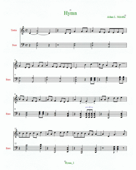 Original hymn for piano or violin duet with keyboard. image number null
