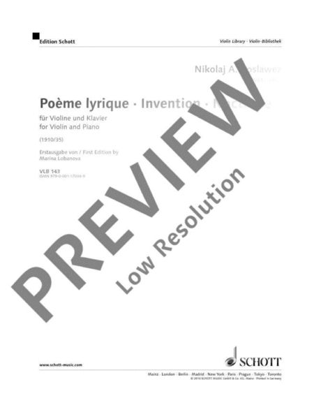 Poème lyrique · Invention · Nocturne