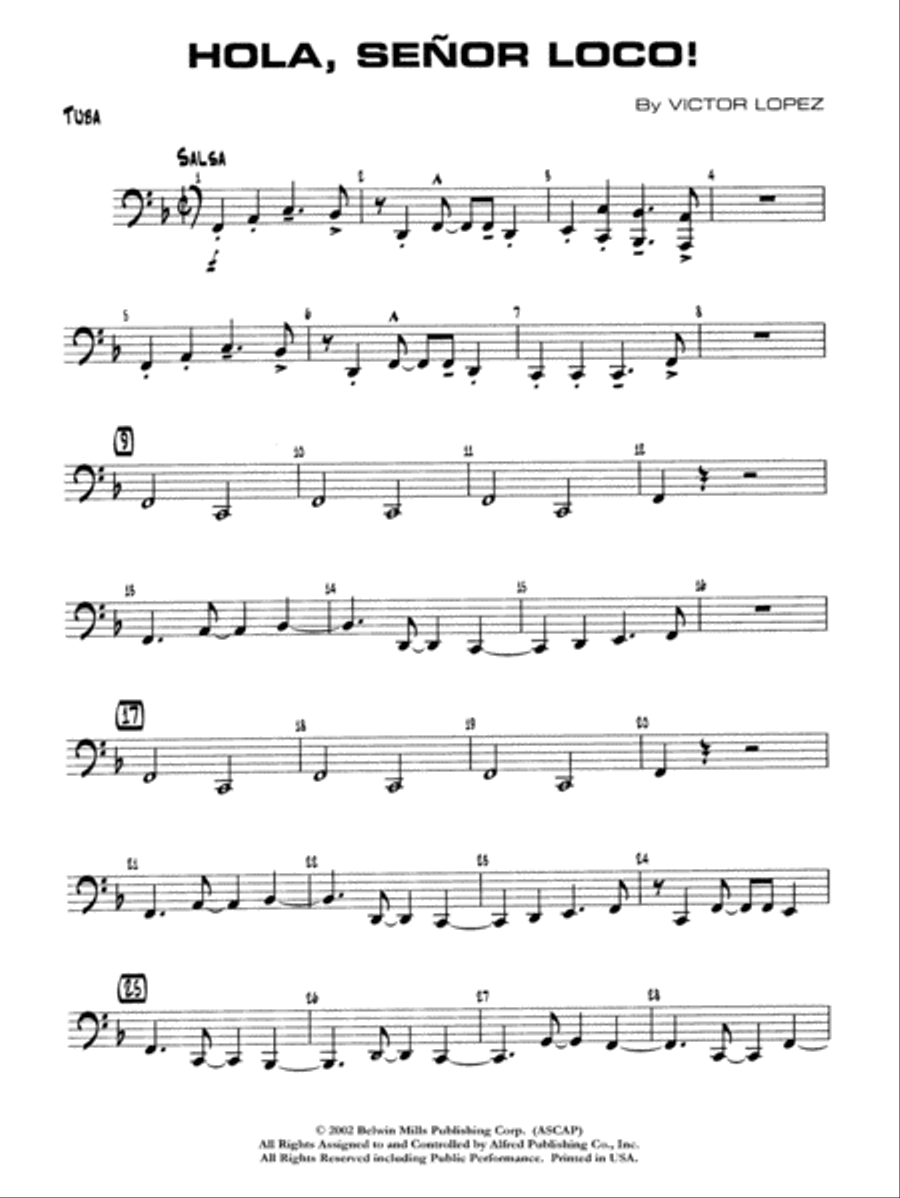Hola, Señor Loco!: Tuba Jazz Ensemble scores gallery preview page 1