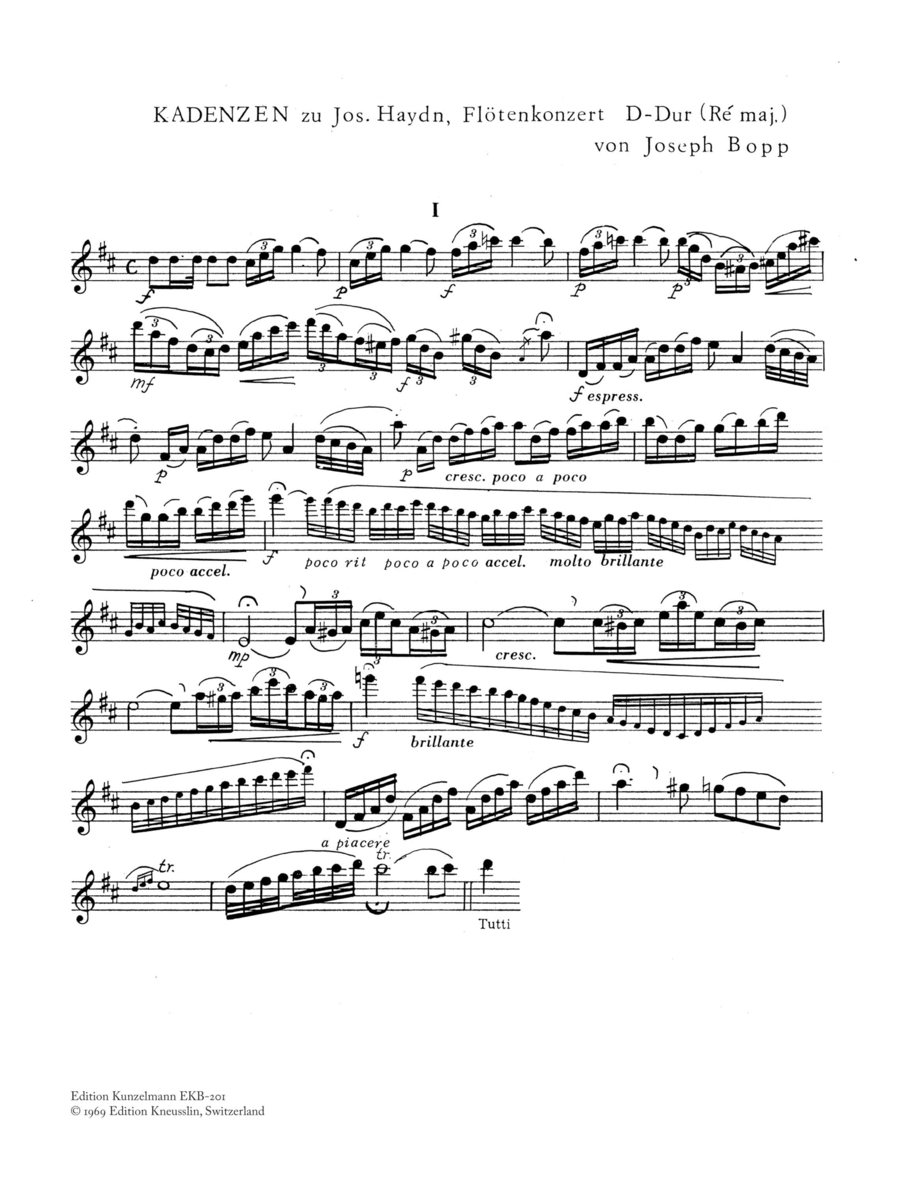 Cadenzas for the Haydn Flute Concerto in D Major