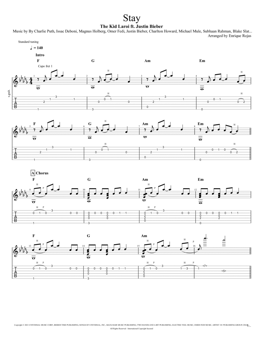 Stay Stay Electric Guitar scores gallery preview page 1