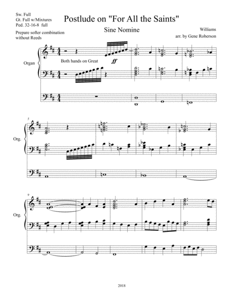 For All the Saints Sine Nomine for ORGAN Organ Solo - Digital Sheet Music