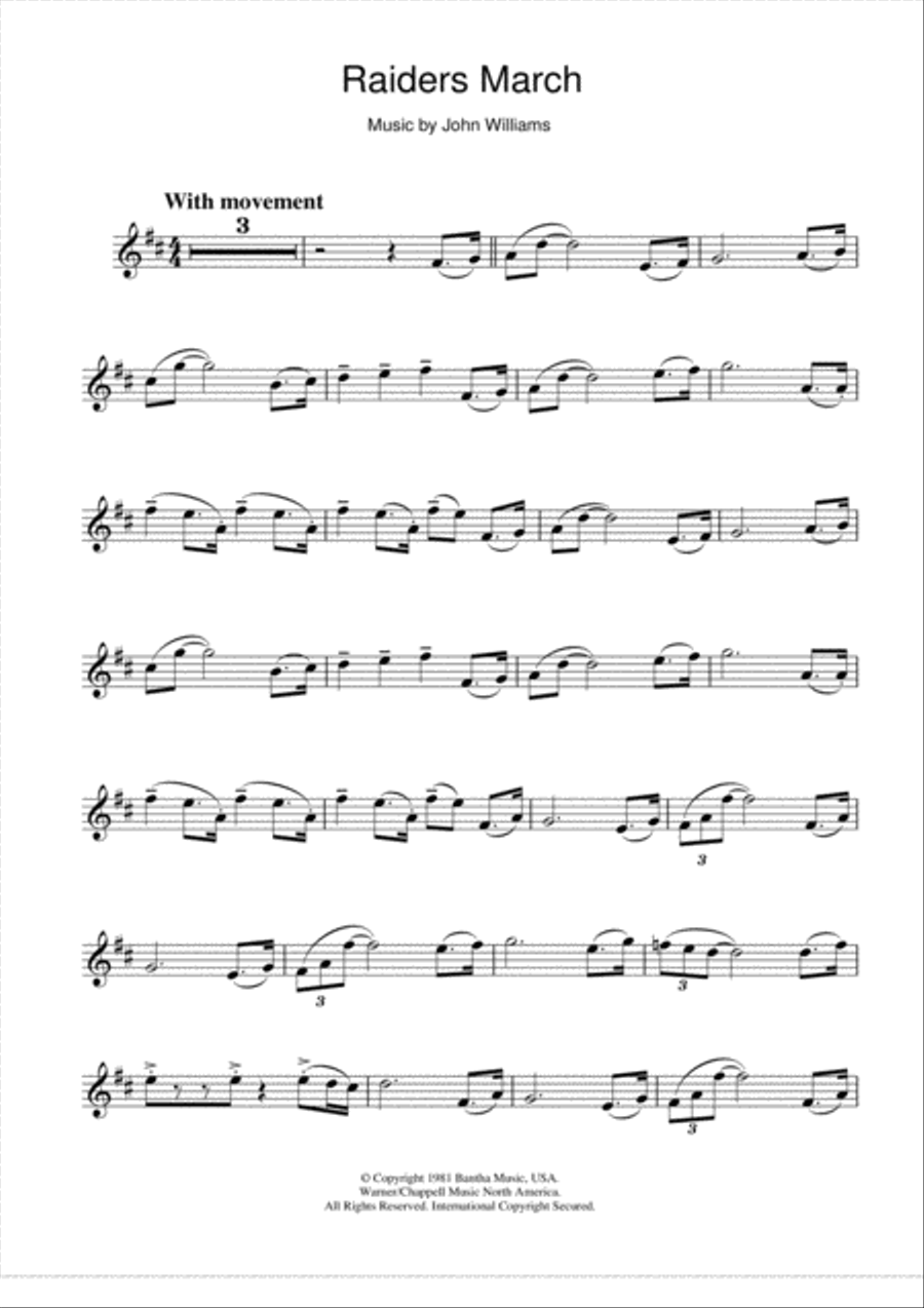 Raiders March (from Raiders Of The Lost Ark) Clarinet Solo scores gallery preview page 1
