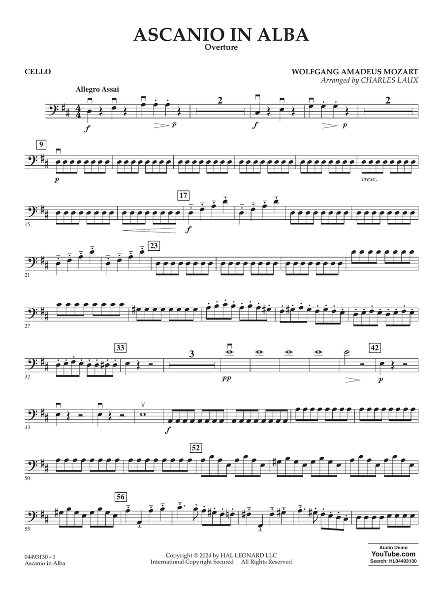 Ascanio In Alba Overture (arr. Charles Laux) - Cello