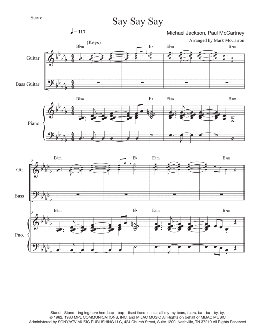 Say Say Say Jazz Ensemble scores gallery preview page 1